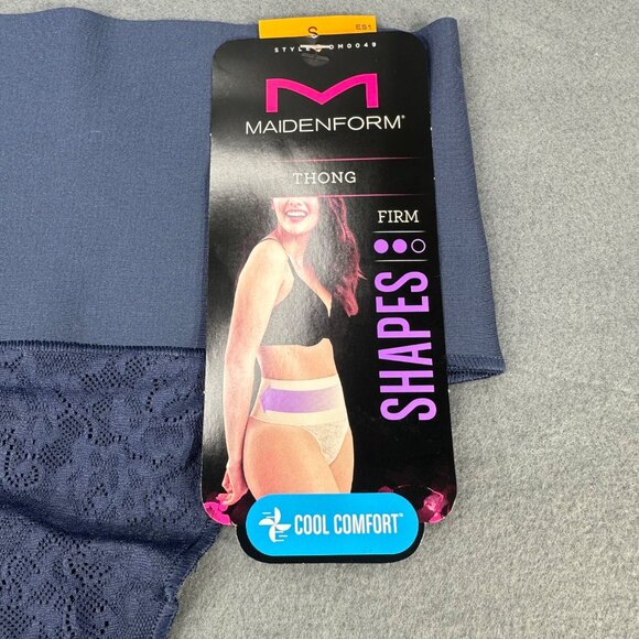Maidenform Womens Size Small Shaper Thong Firm Control Lace Navy Blue New - Picture 4 of 10